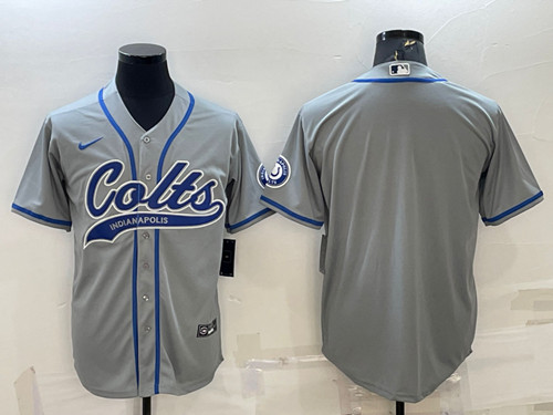 Men's Indianapolis Colts Blank Gray Cool Base Stitched Baseball Jersey